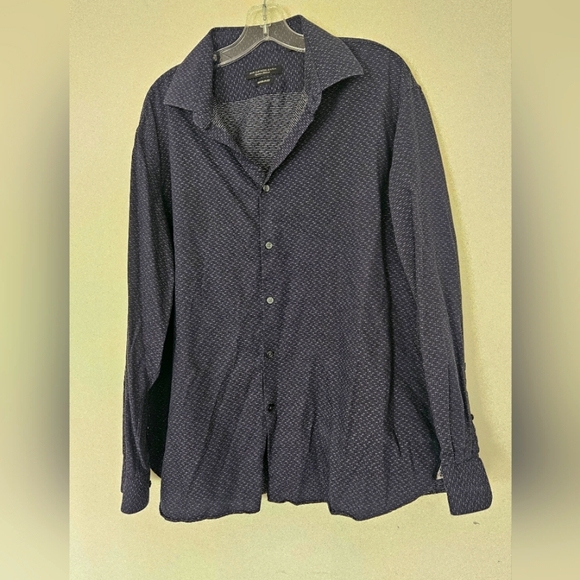 John Varvatos Navy Casual Button Down Shirt - Picture 1 of 9